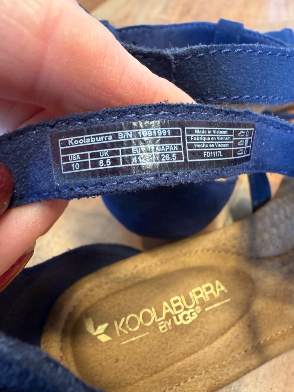 Koolaburra By UGG Coastal Chic Navy Leather Cork Wedge Sandals (EUC) - Picture 10 of 14